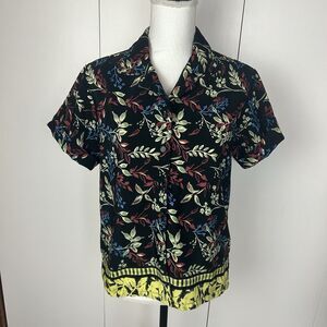 Vintage Entourage Button Up Shirt Women’s Multicolor Hawaiian Short Sleeve Sz PM